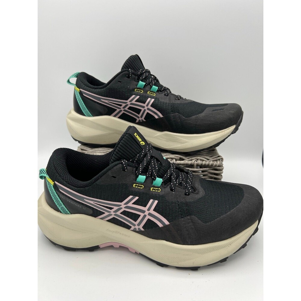 Asics Grl-Venture 11 Women's Trail Running Shoes Black Pink Size 8 EUC